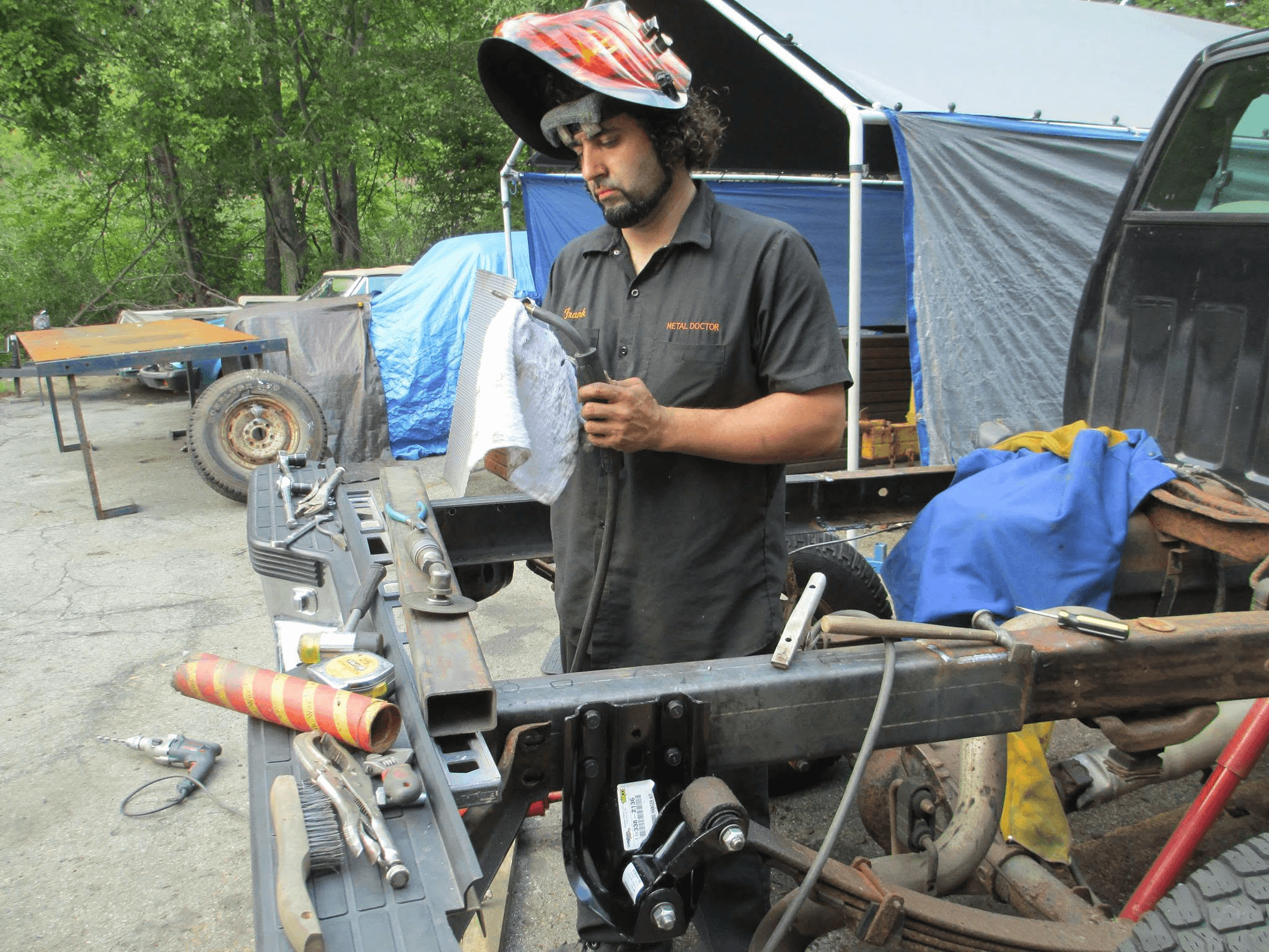 Frank at work in the Metaldoctors shop